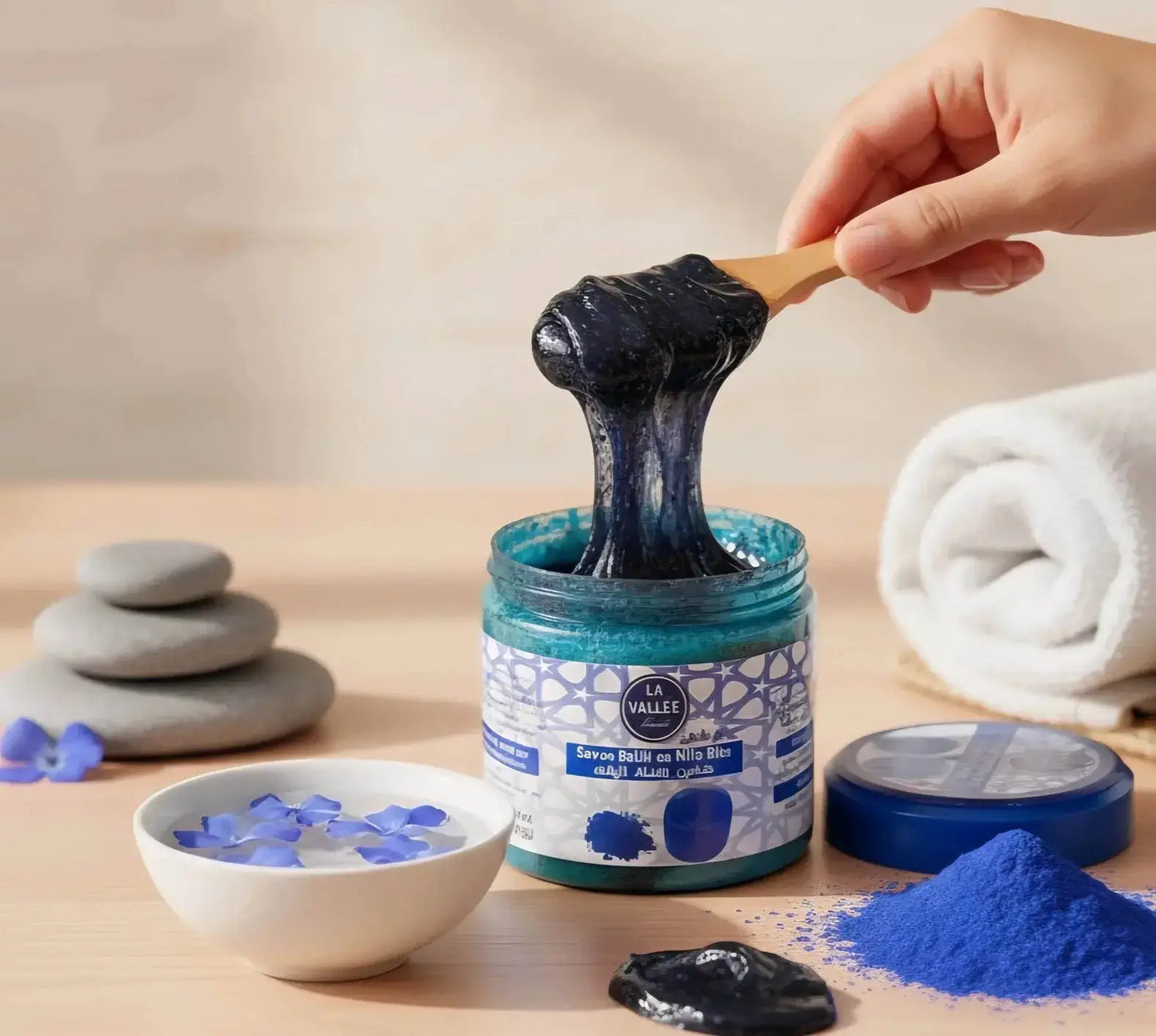 Savon Noir au Nila Bleu 200g Soin Traditionnel du Maroc